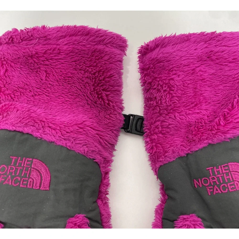 THE NORTH FACE Fleece Gloves Girls Fuchsia Pink Charcoal Gray Small